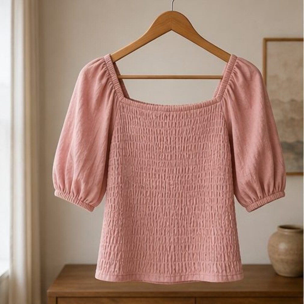 Blush Smocked Puff Sleeve Top